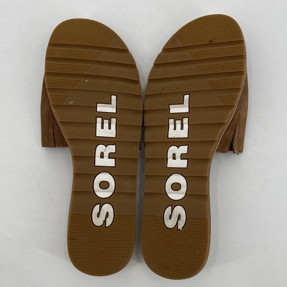 Sorel Women's Size 11 Brown Ella II Leather Solid Print Sandals - Picture 8 of 9